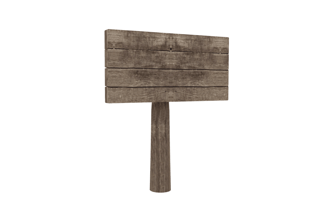 Rustic Wooden Sign with Transparent Background and Copy Space