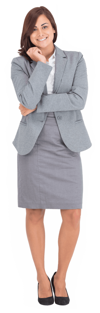 Smiling Hispanic Businesswoman Posing in Professional Attire on Transparent Background