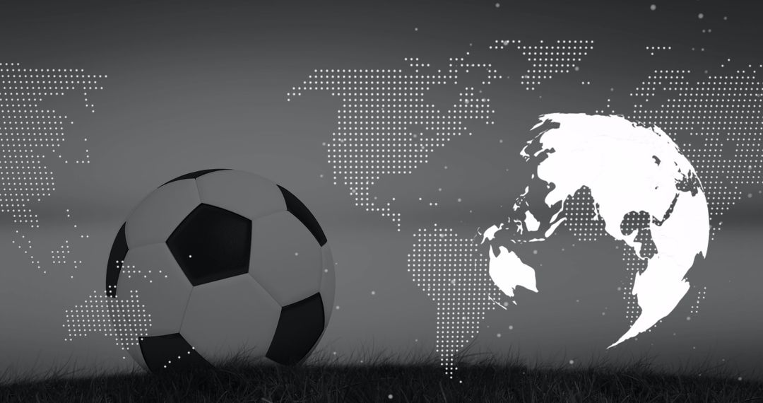 Global Soccer Impact Concept with Football and World Map