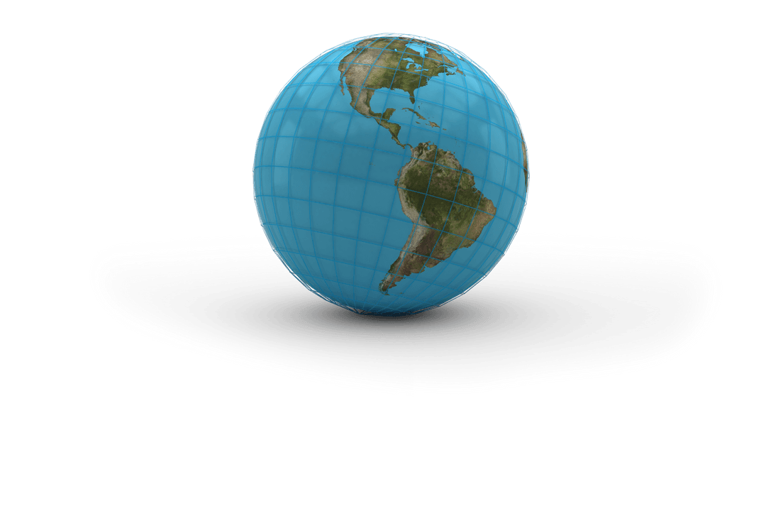 Transparent 3D Globe of Earth Highlighting Americas