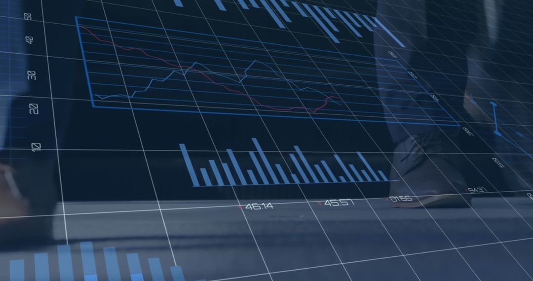 Abstract Graphs Displaying Financial Trends with Global Technology