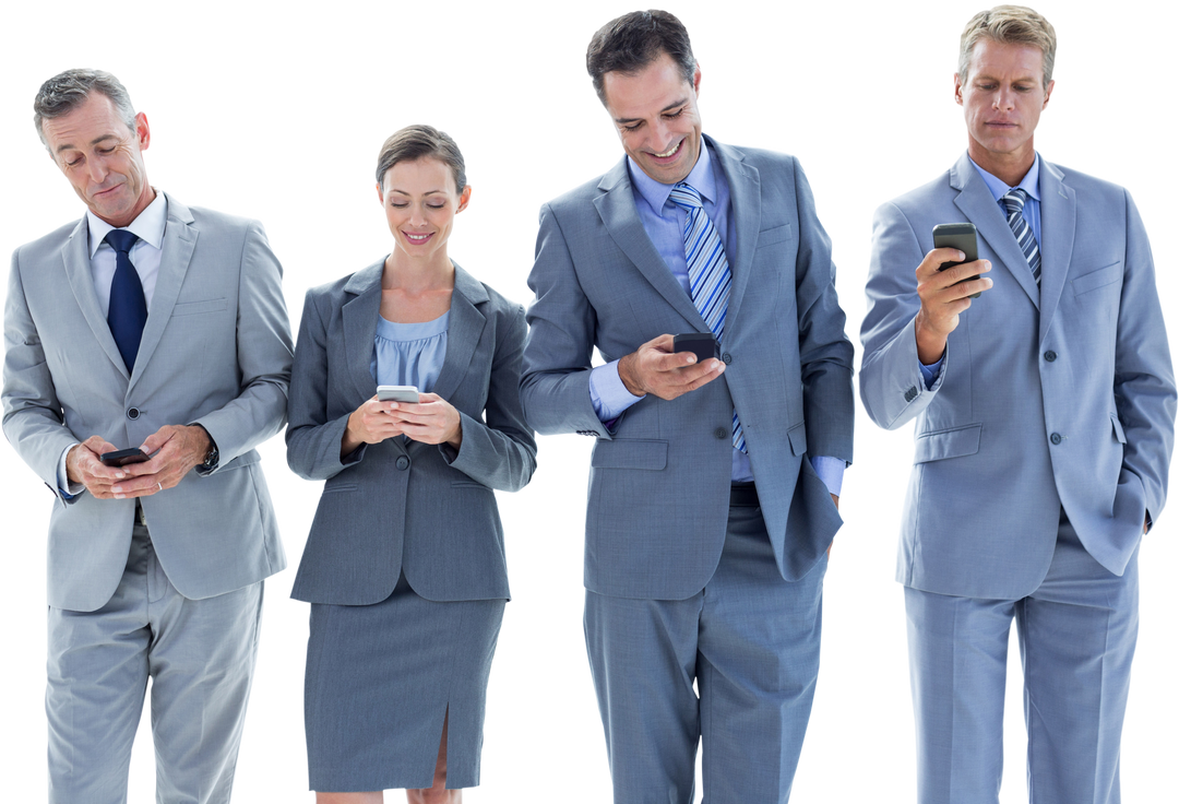 Transparent Business Team Using Smartphones in Formal Attire - Download Free Stock Images Pikwizard.com