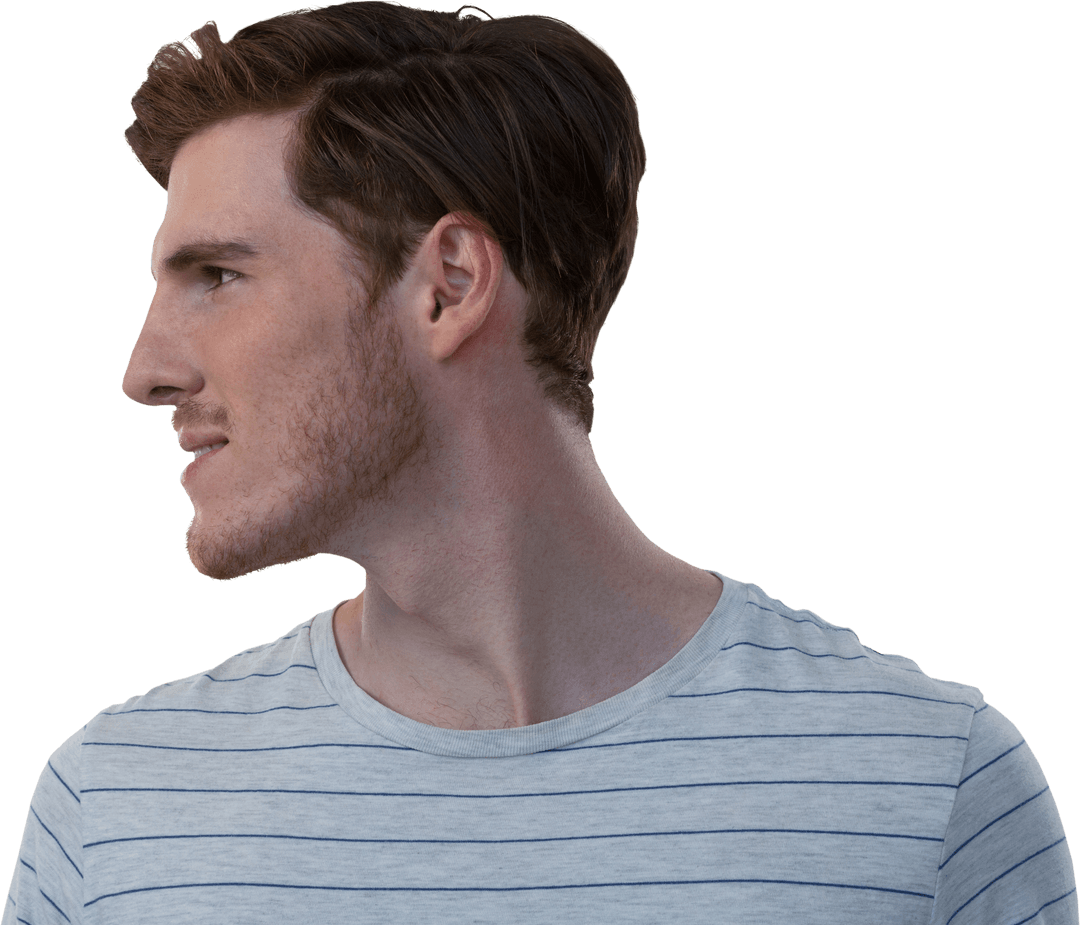 Transparent Profile of Male in Striped Shirt Showing Side View