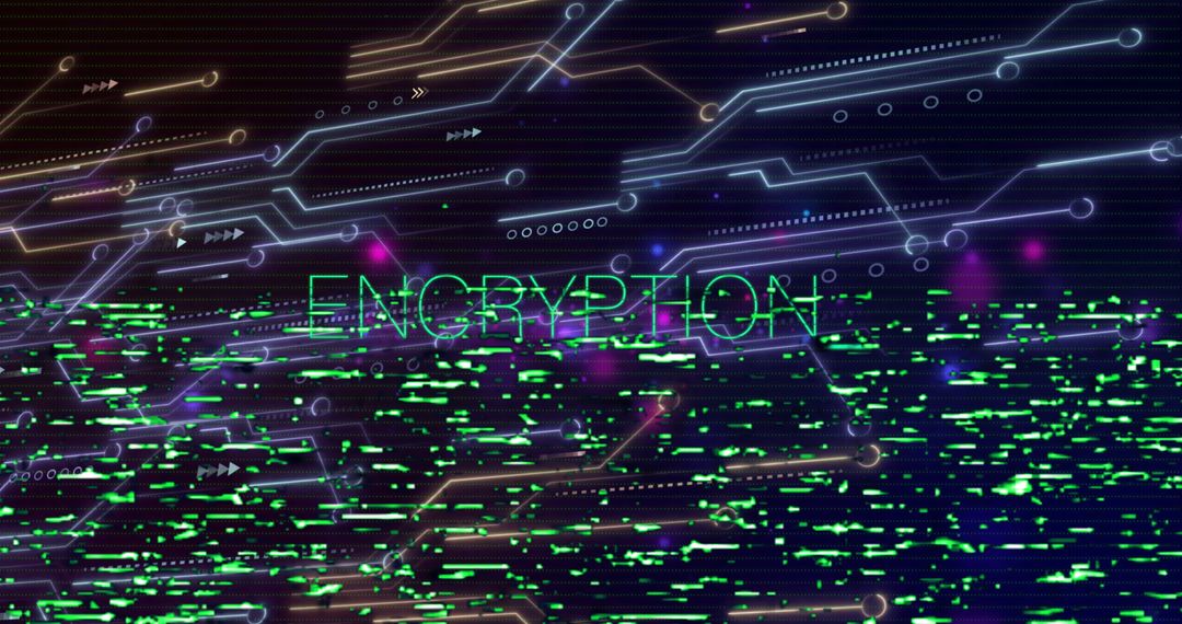 Digital Encryption Cybersecurity Concept with Glitch Effects