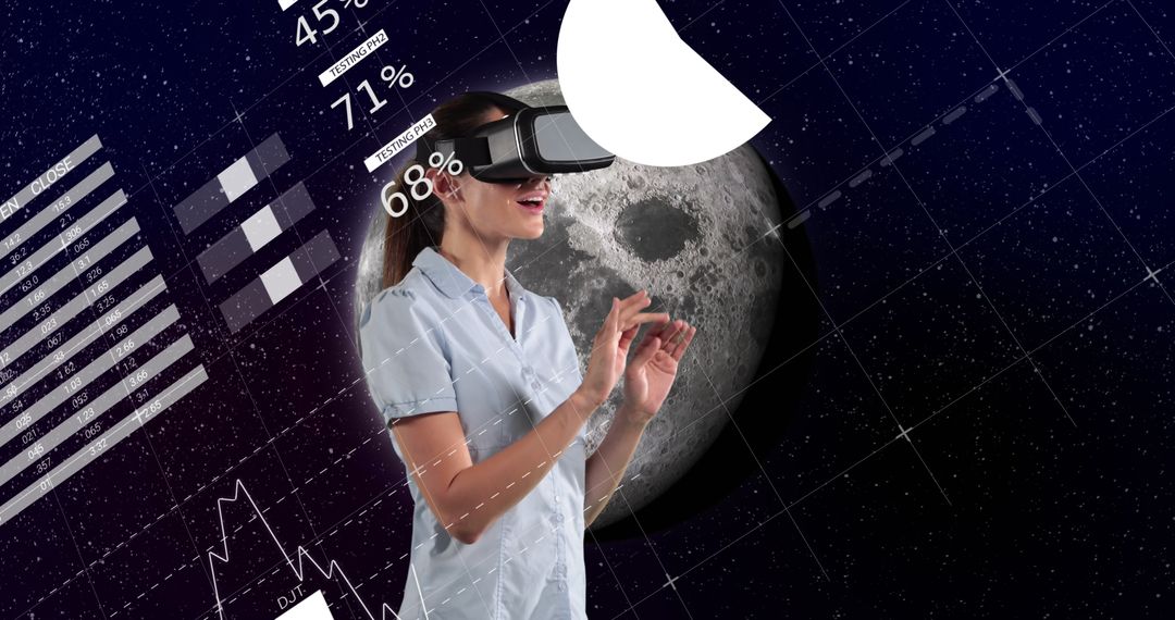 Woman Engaging with Virtual Reality in Tech-Future Concept