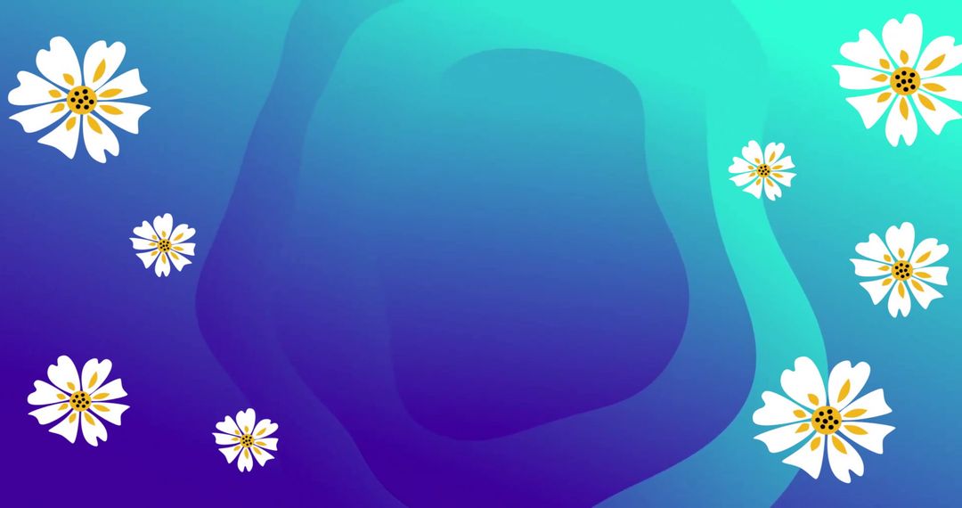 Abstract Floral Pattern with White Flowers on Blue Background