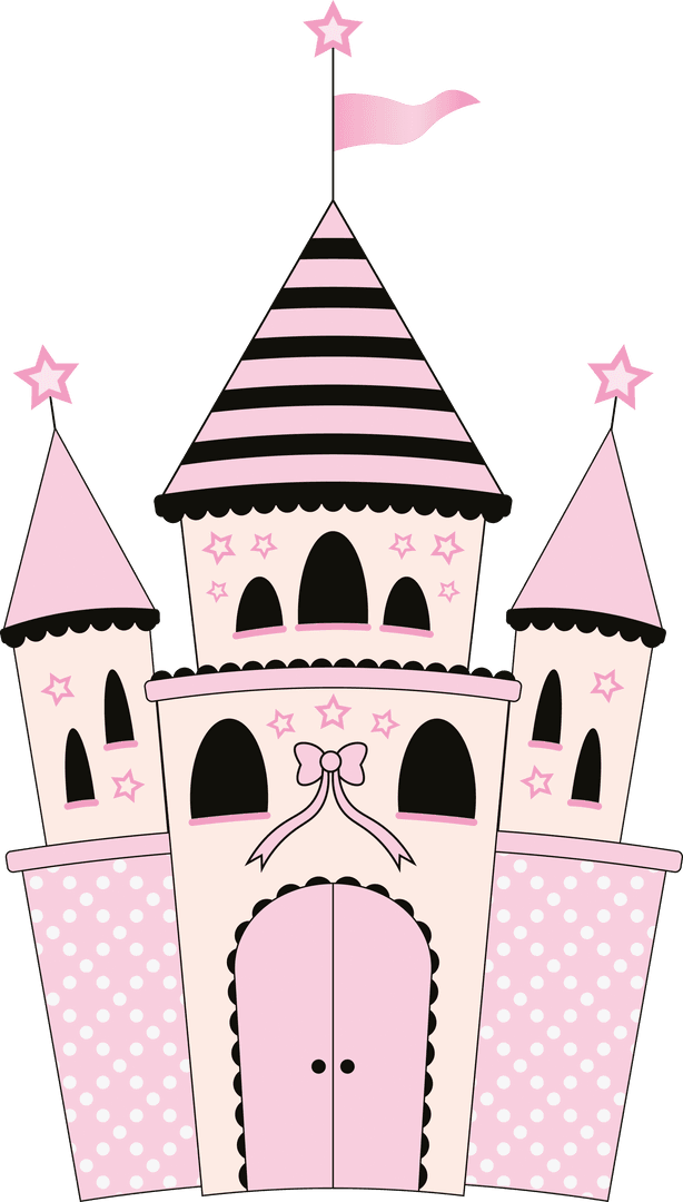 Charming Pink Fairy Tale Castle on Transparent Background