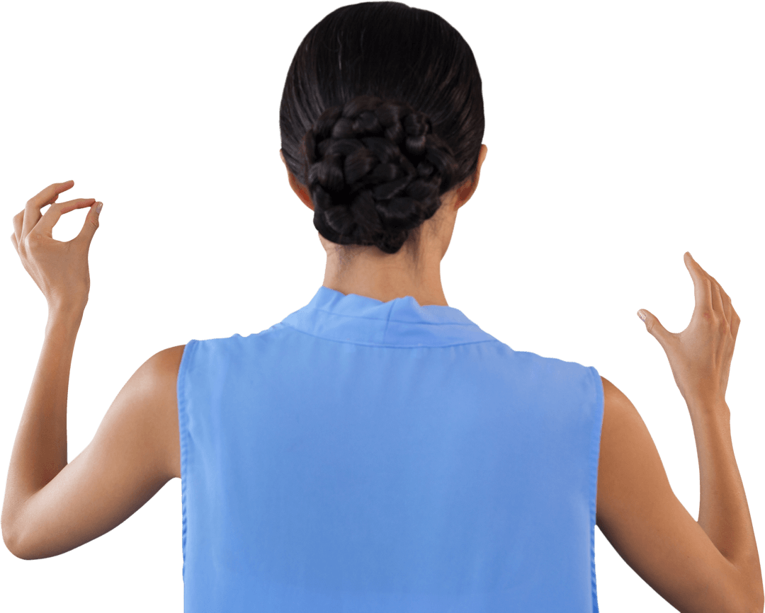 Transparent Back View of Businesswoman Gesturing