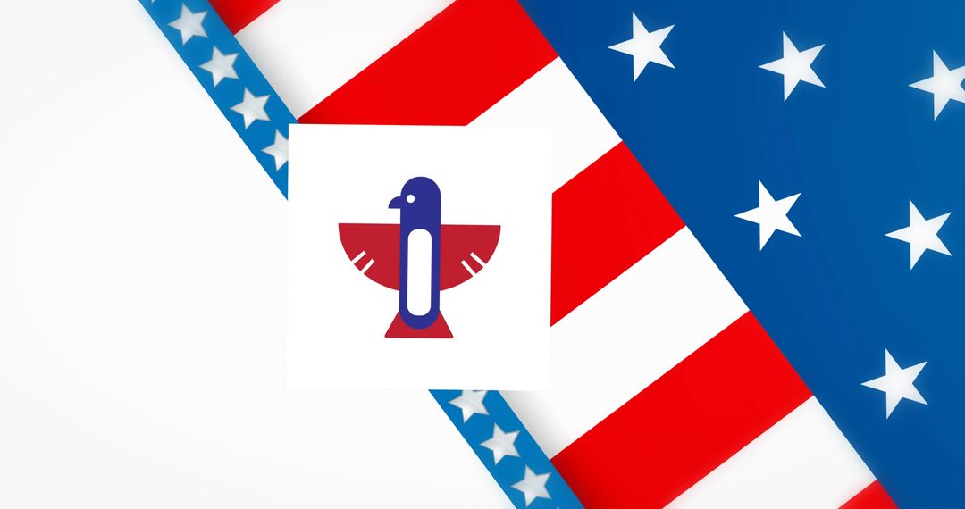 Minimalist Bird Icon with Patriotic Flag Stripes and Stars