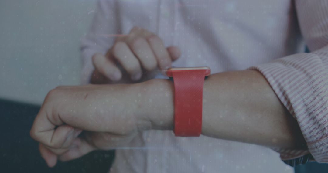 Person Adjusting Smartwatch on Wrist with Focus and Precision