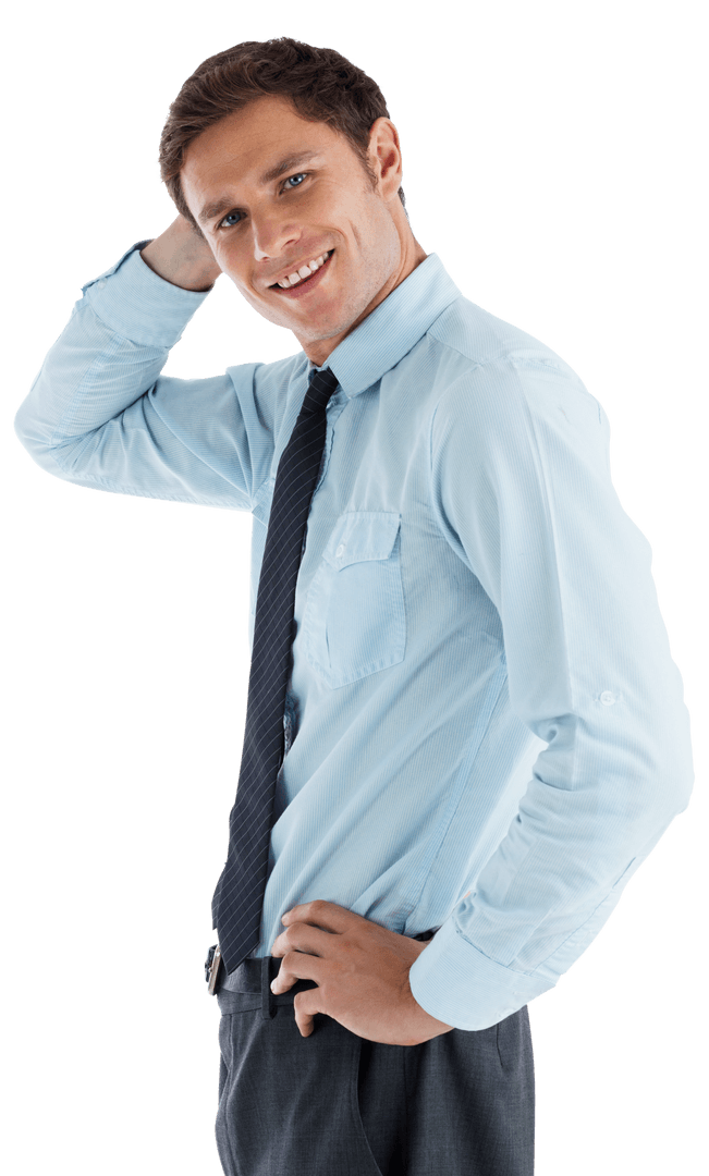 Transparent Background: Confident Businessman Posing Thoughtfully
