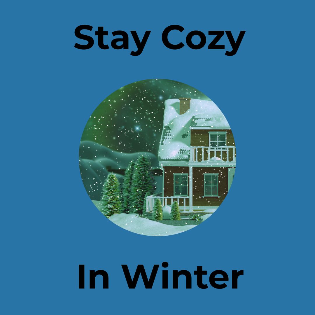 Stay Cozy: Winter Landscape with Snowy Cottage and Evergreen Trees