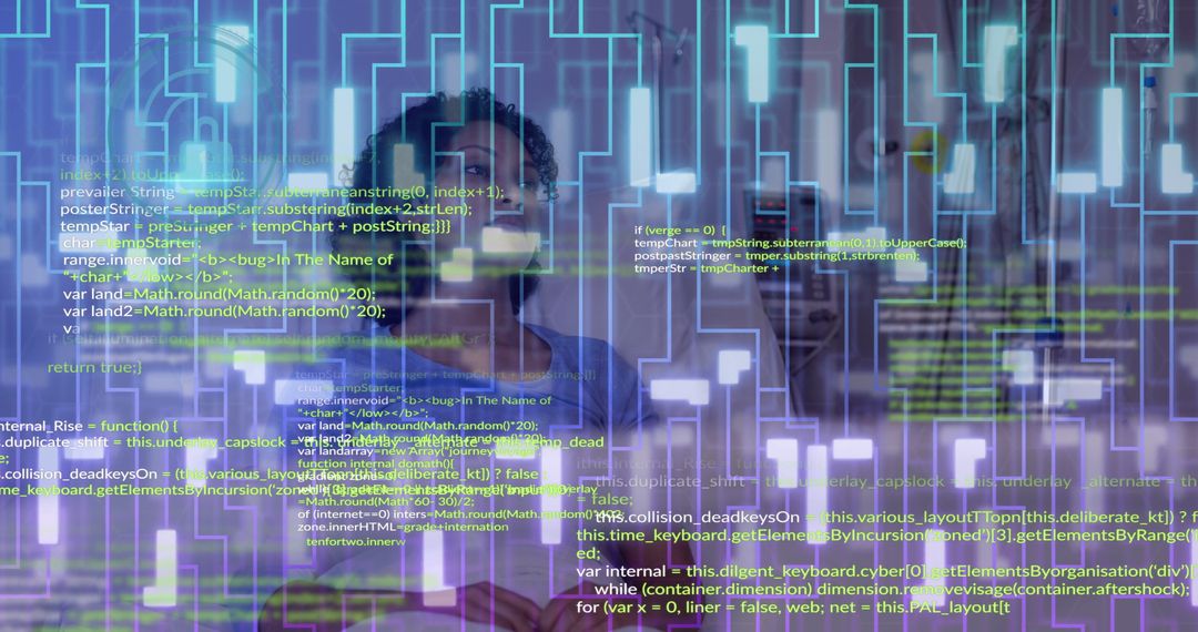 Engineer Analyzing Holographic Code in High-Tech Lab