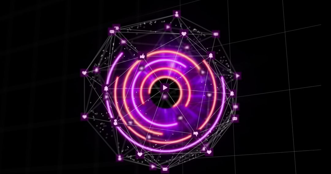 Neon Digital Network Abstract with Tech Connections