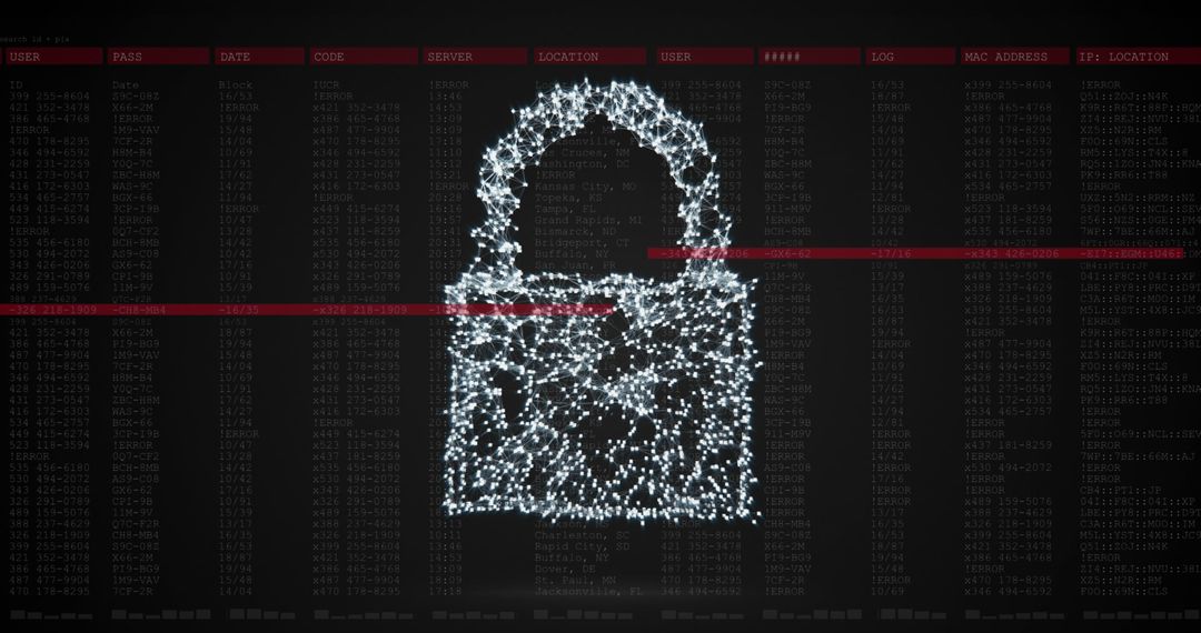 Cybersecurity Concept with Digital Padlock and Data Graphics