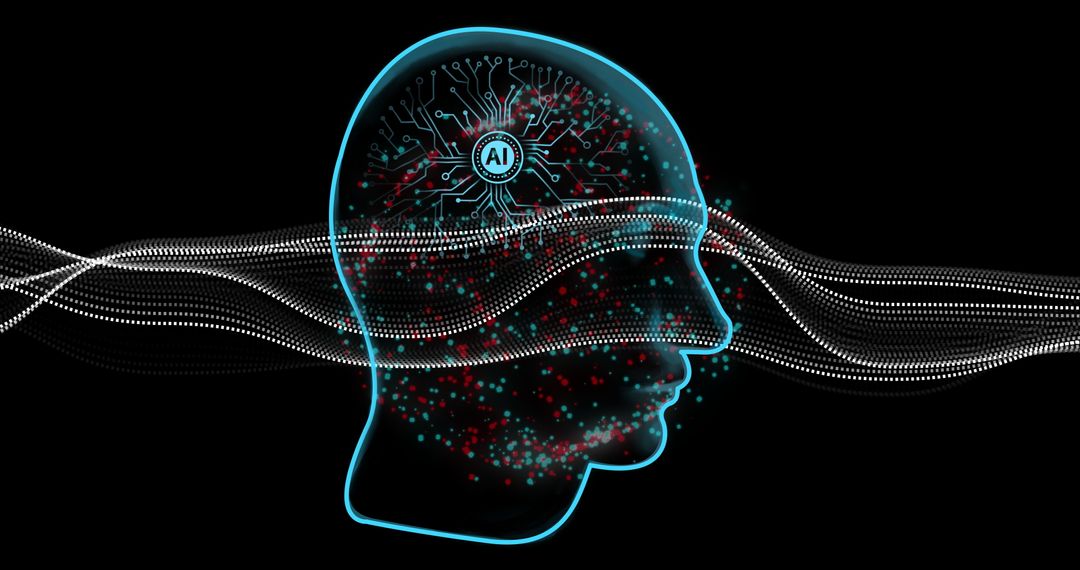Human Head Contour with AI Digital Data Connections
