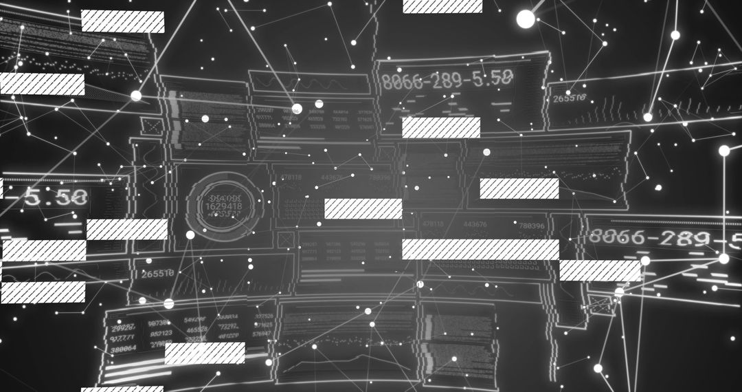 Futuristic Interface with Digital Data Elements and Global Connections