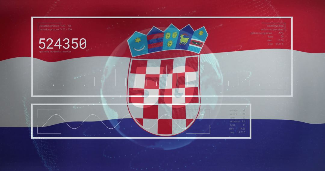 Croatian flag hologram futuristic hud design display interface