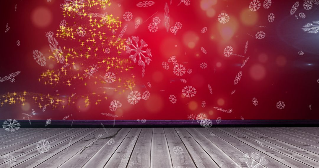 Festive Sparkling Christmas Tree on Red Background