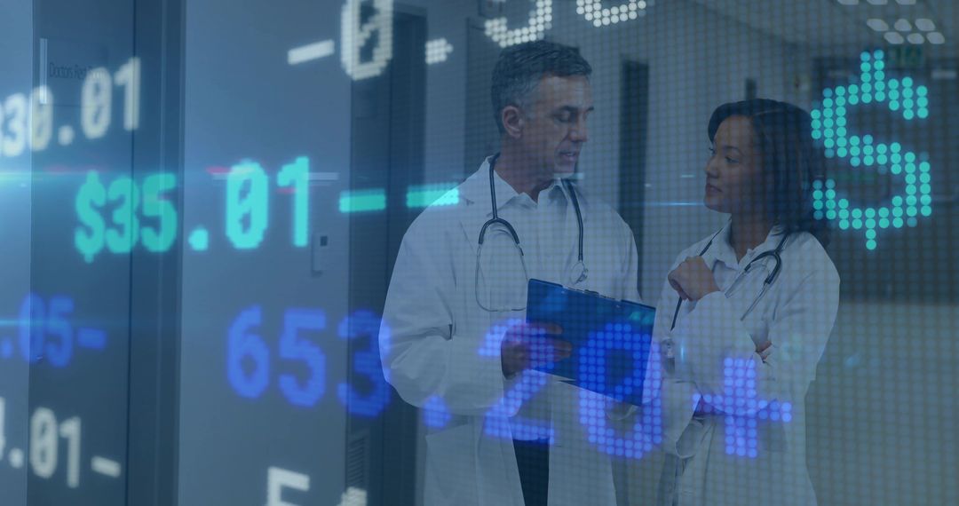 Doctors Analyzing Financial Data for Healthcare Innovation