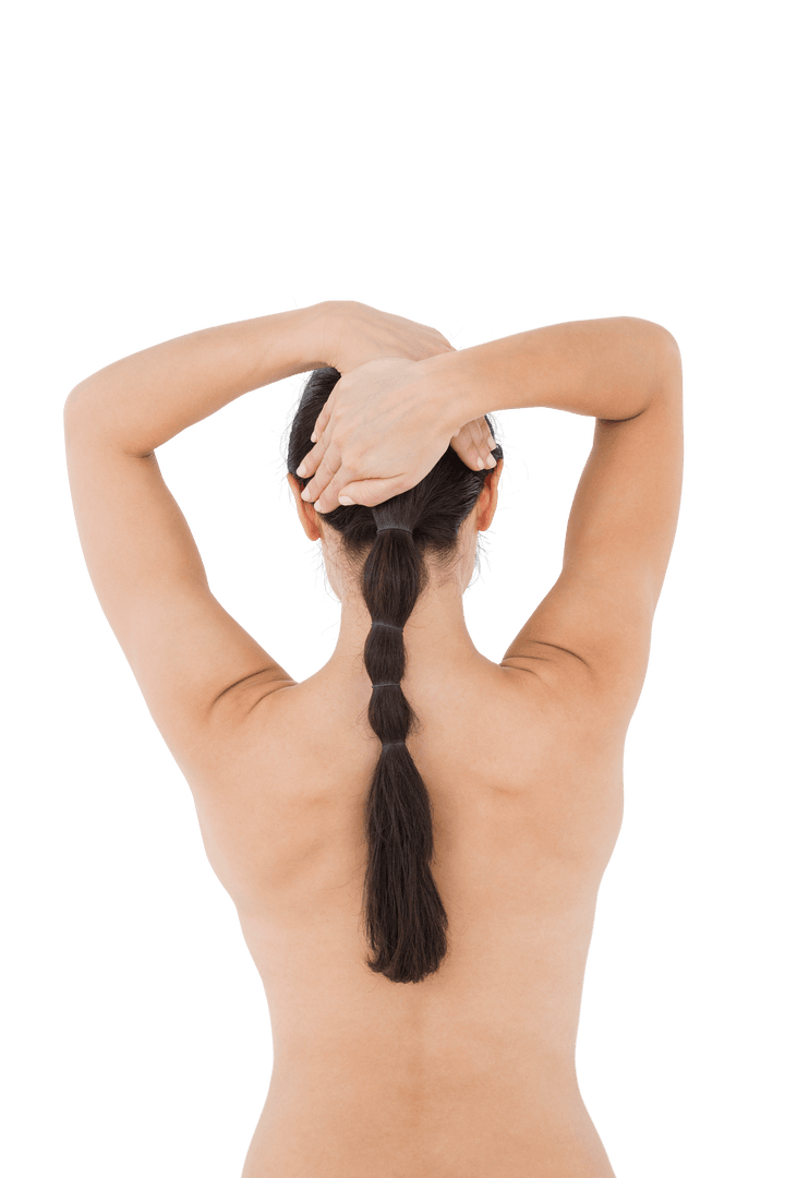 Caucasian Woman's Back on Transparent Background Promoting Skin Health