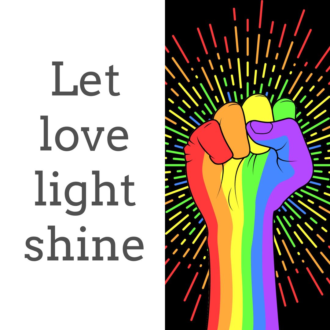Rainbow Fist with Let Love Light Shine Quote