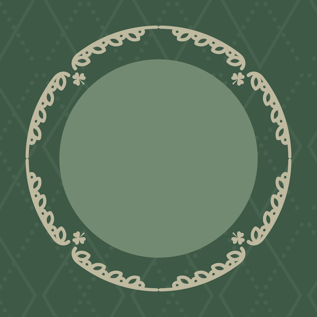 Elegant green frame with copy space on transparent background