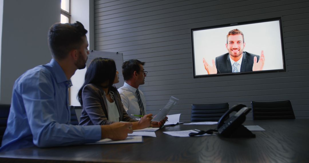 Business Team Video Conferencing with Colleague, Office Meeting - Free Images, Stock Photos and Pictures on Pikwizard.com