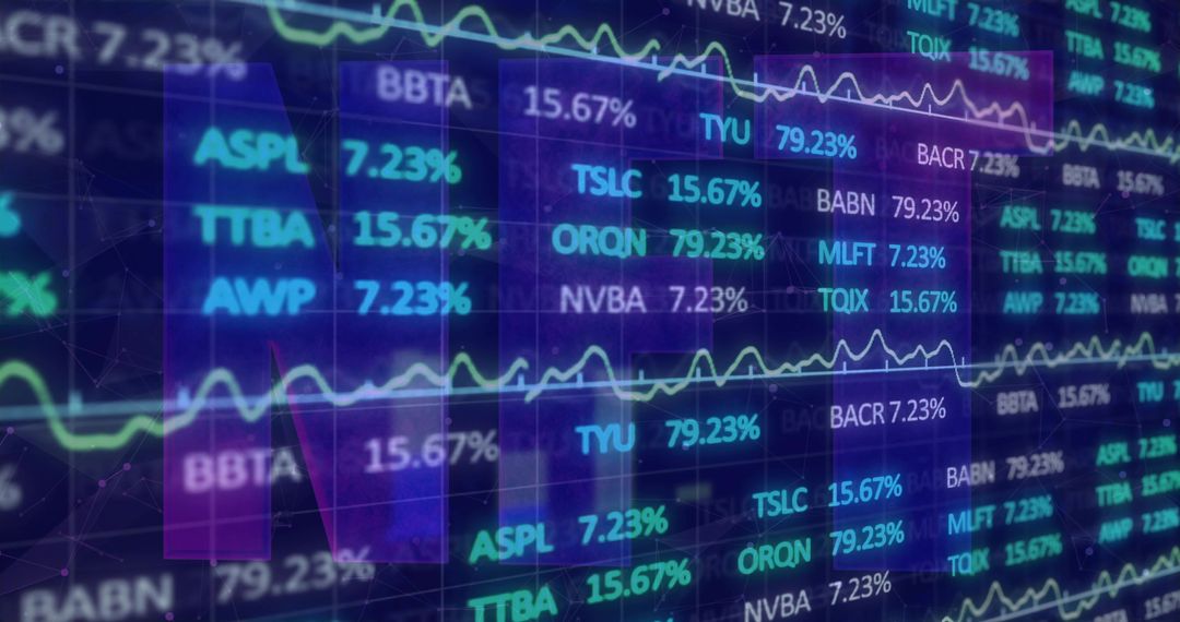 Displaying Holographic Stock Market Dashboard with Live Tickers, Percentages, Trend Lines