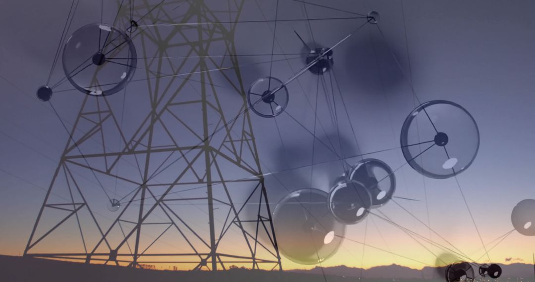 Futuristic Power Tower Connecting Innovative Network Nodes