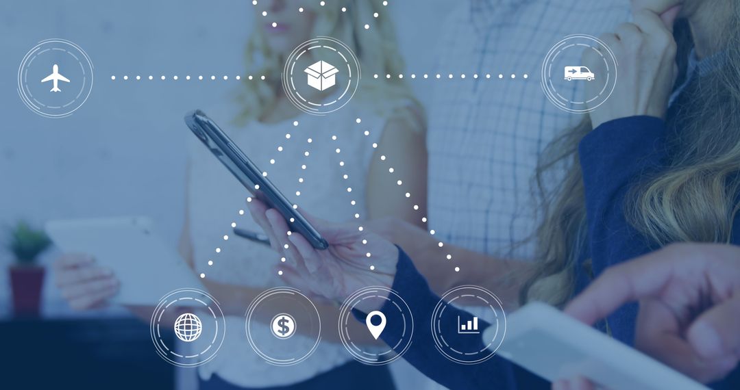 Global Network Concept with Businesswoman Using Smartphone