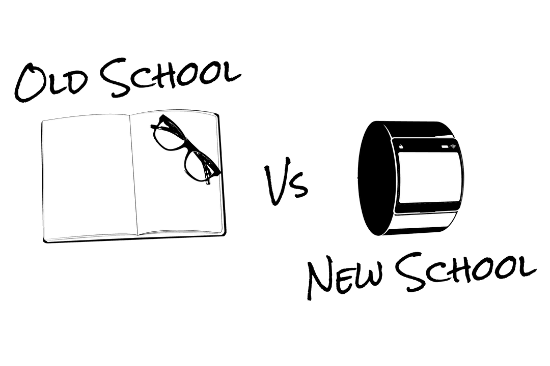 Old School vs New School Communication Transparent Vector