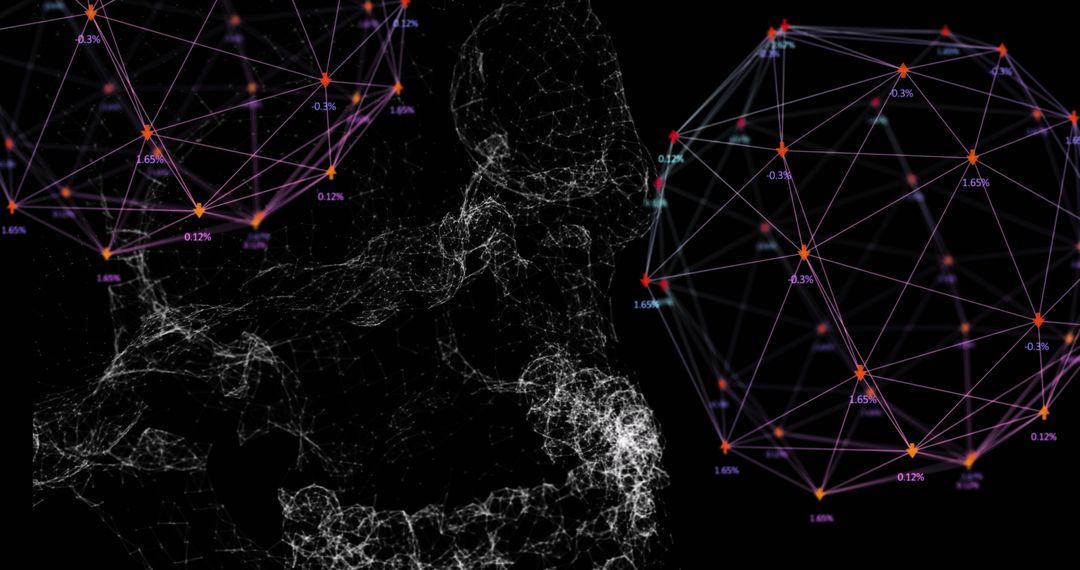 Glowing 3D DNA Strand with Data Nodes on Dark Background