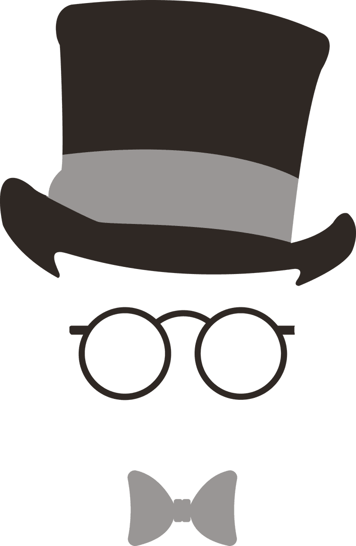 Minimalist Formal Symbols with Hat and Glasses on Transparent