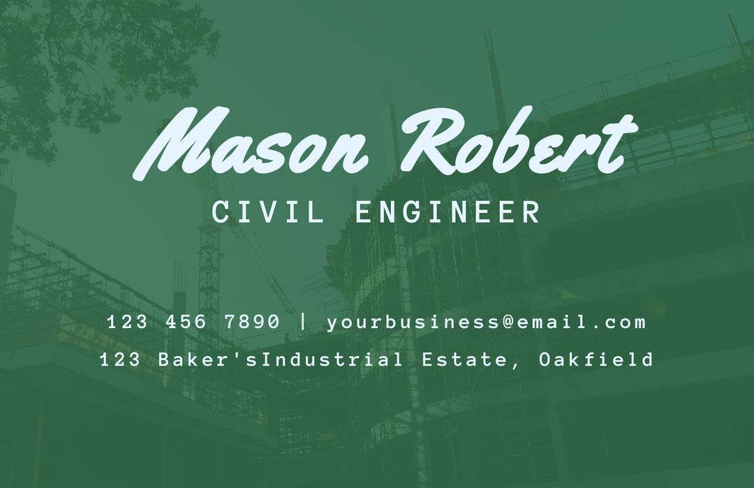 Civil Engineer Business Card with Construction Backdrop - Download Free Stock Templates Pikwizard.com