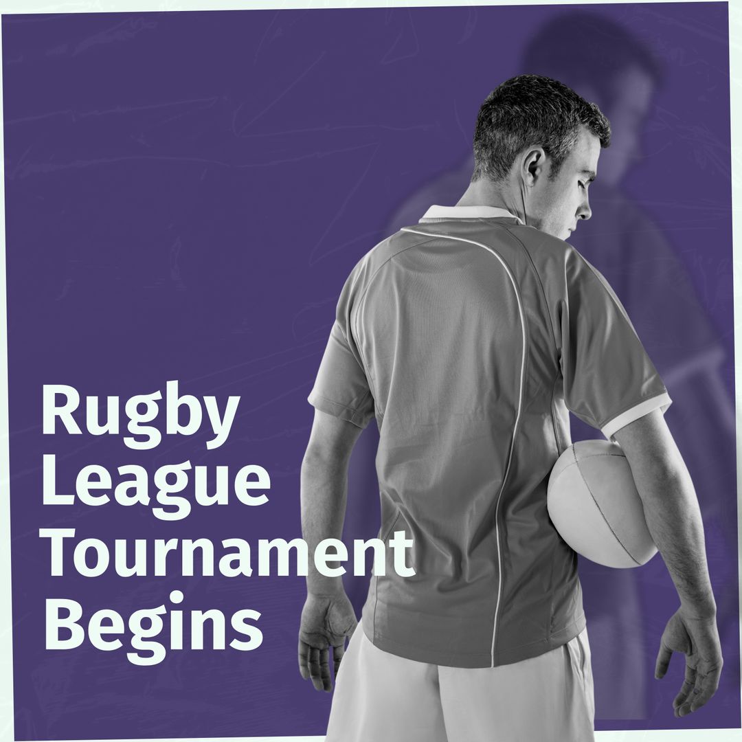 Caucasian Rugby Player Holding Ball as Tournament Begins