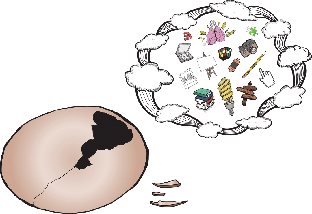 Creative Thought Bubble with Diverse Concepts Transparent Design