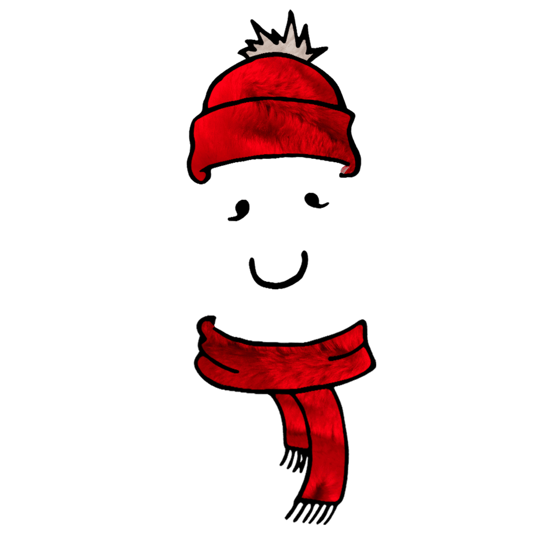 Cartoon Winter Hat and Scarf with Happy Expression on Transparent Background