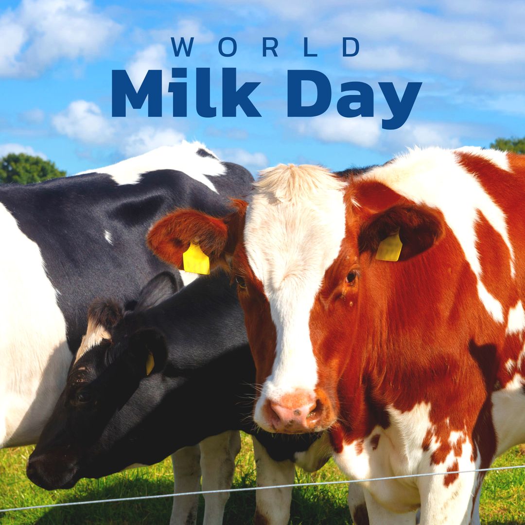 World Milk Day Celebration with Cows in Countryside Pasture