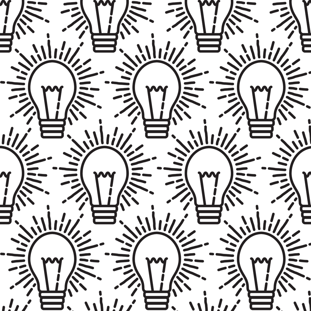 Transparent Seamless Black Lightbulb Pattern Illustration