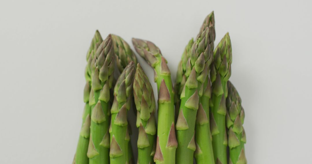 Image of close up of fresh asparagus over white background - Free Images, Stock Photos and Pictures on Pikwizard.com