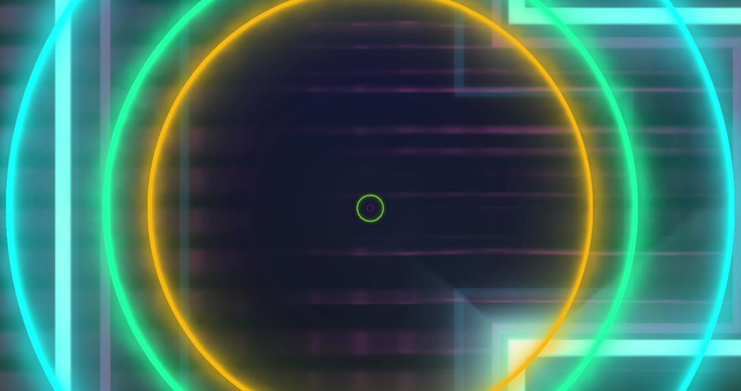 Neon Glowing Circles on Black Background