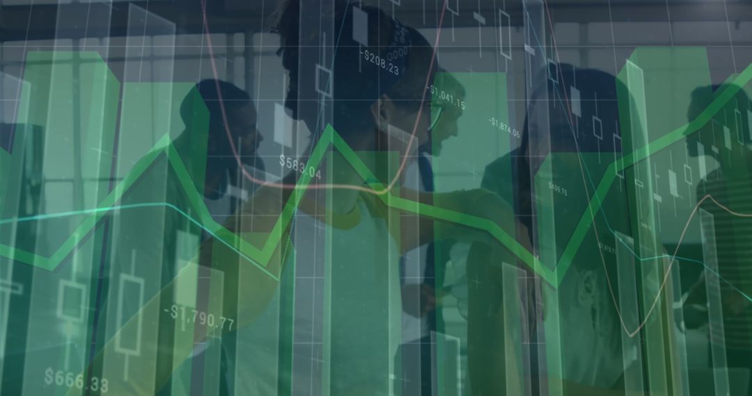 Business Team Analyzing Financial Data with Statistical Graphs