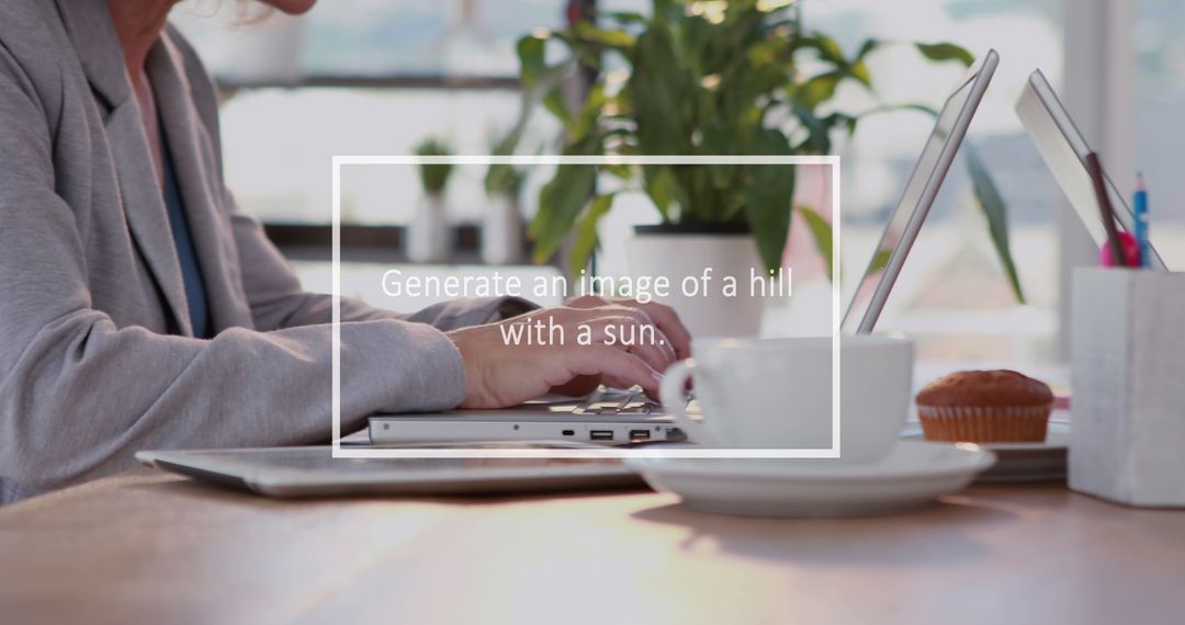 Businesswoman Working on Laptop at Sunlit Desk