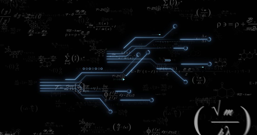 Futuristic Digital Circuitry with Mathematical Formulas