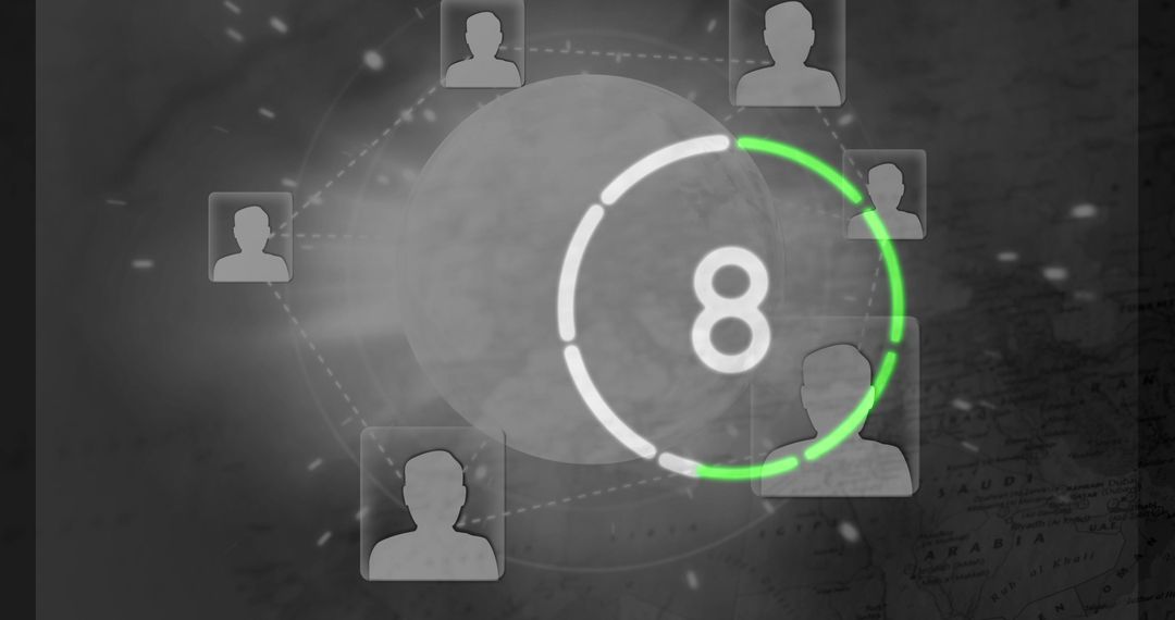 Digital Count Down with Human Silhouettes and Map Overlay