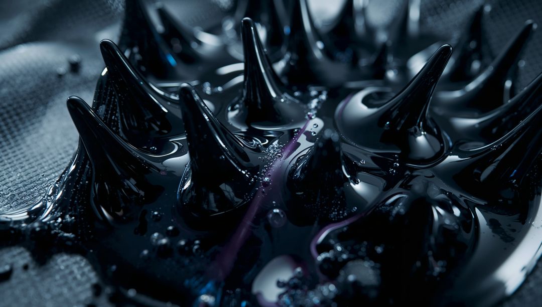 Close-Up of Magnetic Ferrofluid Forming Spikes