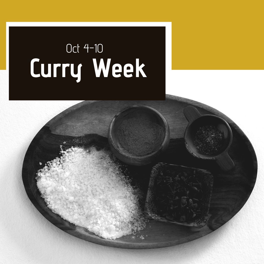 Curry Week Celebration with Spices in Bowls