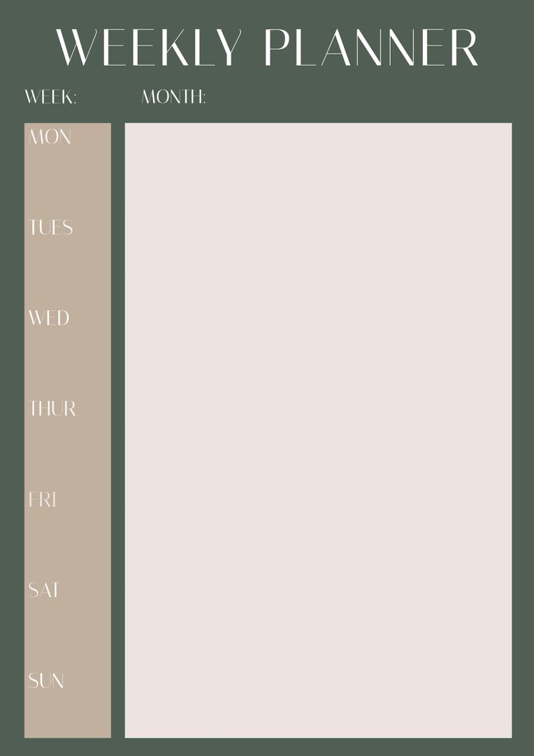 Minimalist Weekly Planner with Monday to Sunday Layout - Download Free Stock Templates Pikwizard.com