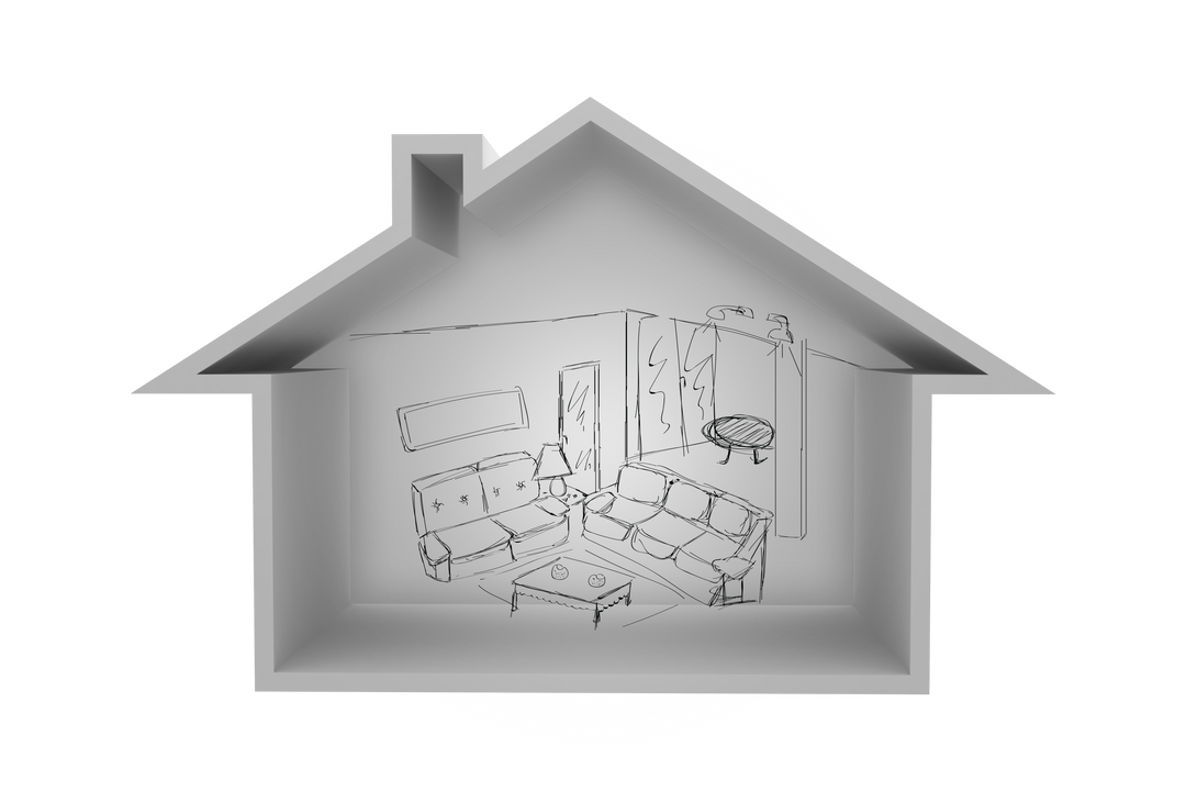 Transparent House Vector with Hand-Drawn Interior Concept - Download Free Stock Images Pikwizard.com